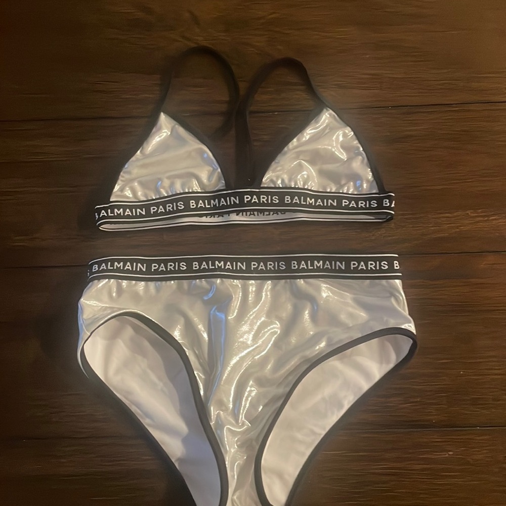 Balmain Kids Logo Band Shimmer Bikini size 10. Runs small